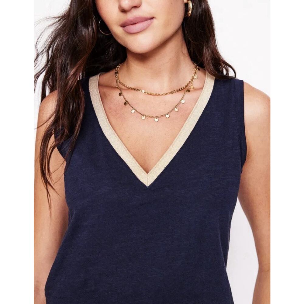 Boden Peggy Top tank navy gold sparkle womens 8 minimalist festival career - Picture 4 of 13